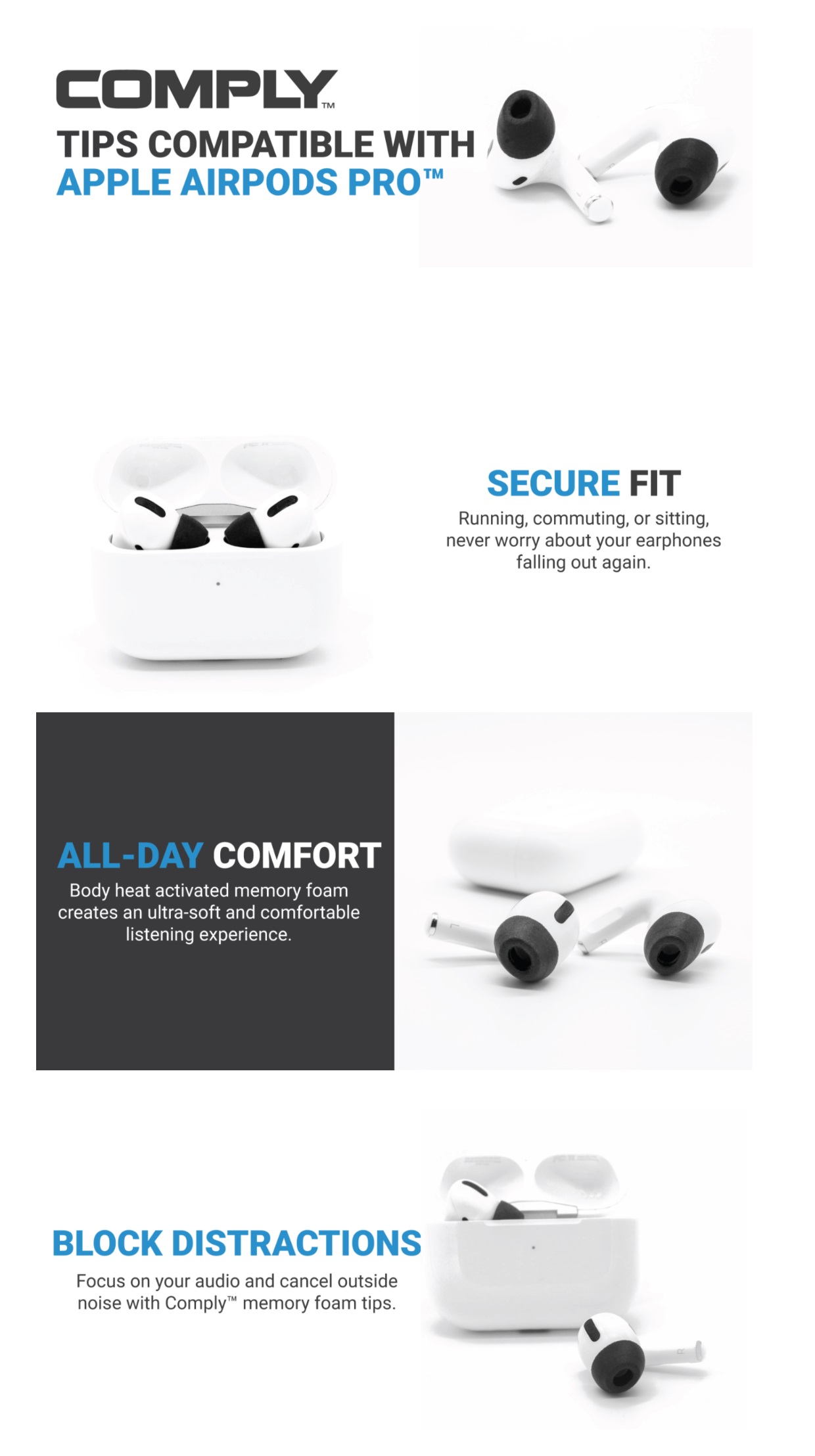 comply foam apple airpods pro 2.0 earbud tips