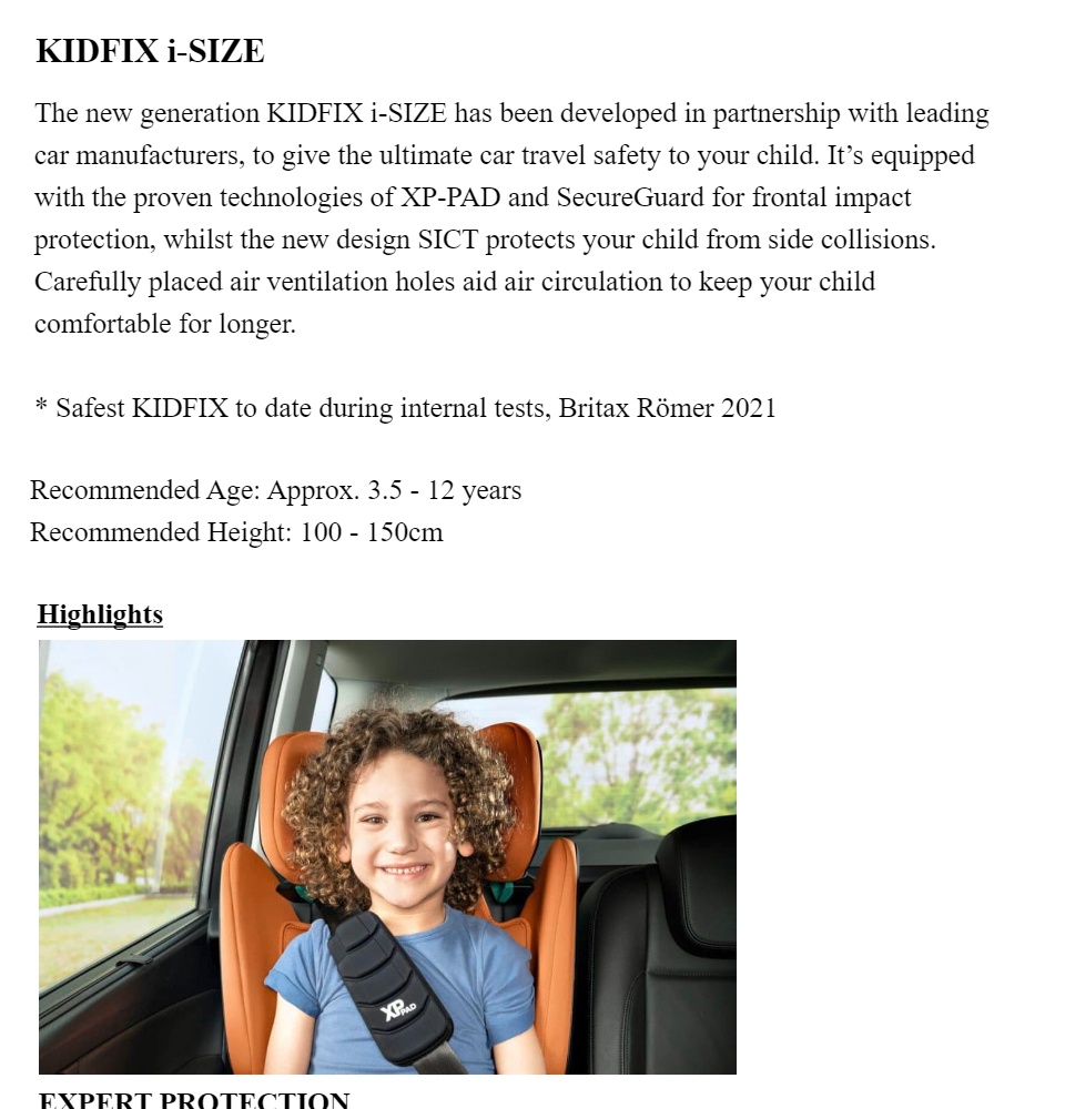 Britax Kidfix I-Size Booster Car Seat, 100-150cm