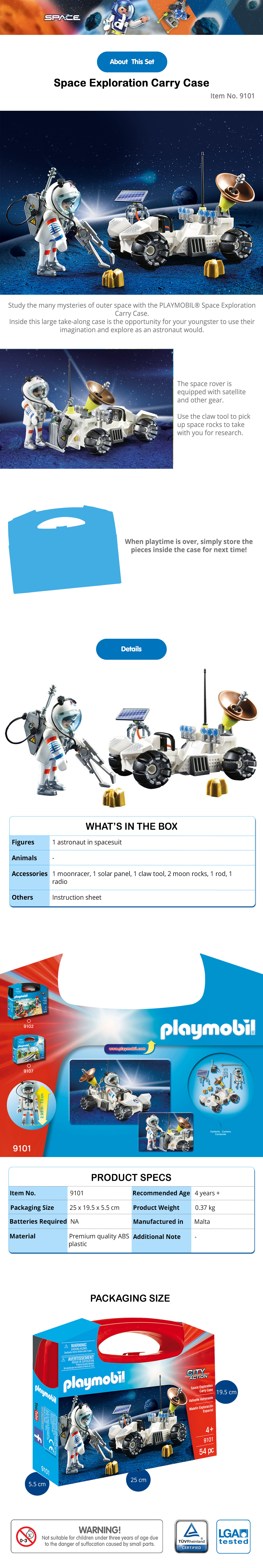 playmobil space exploration carry case
