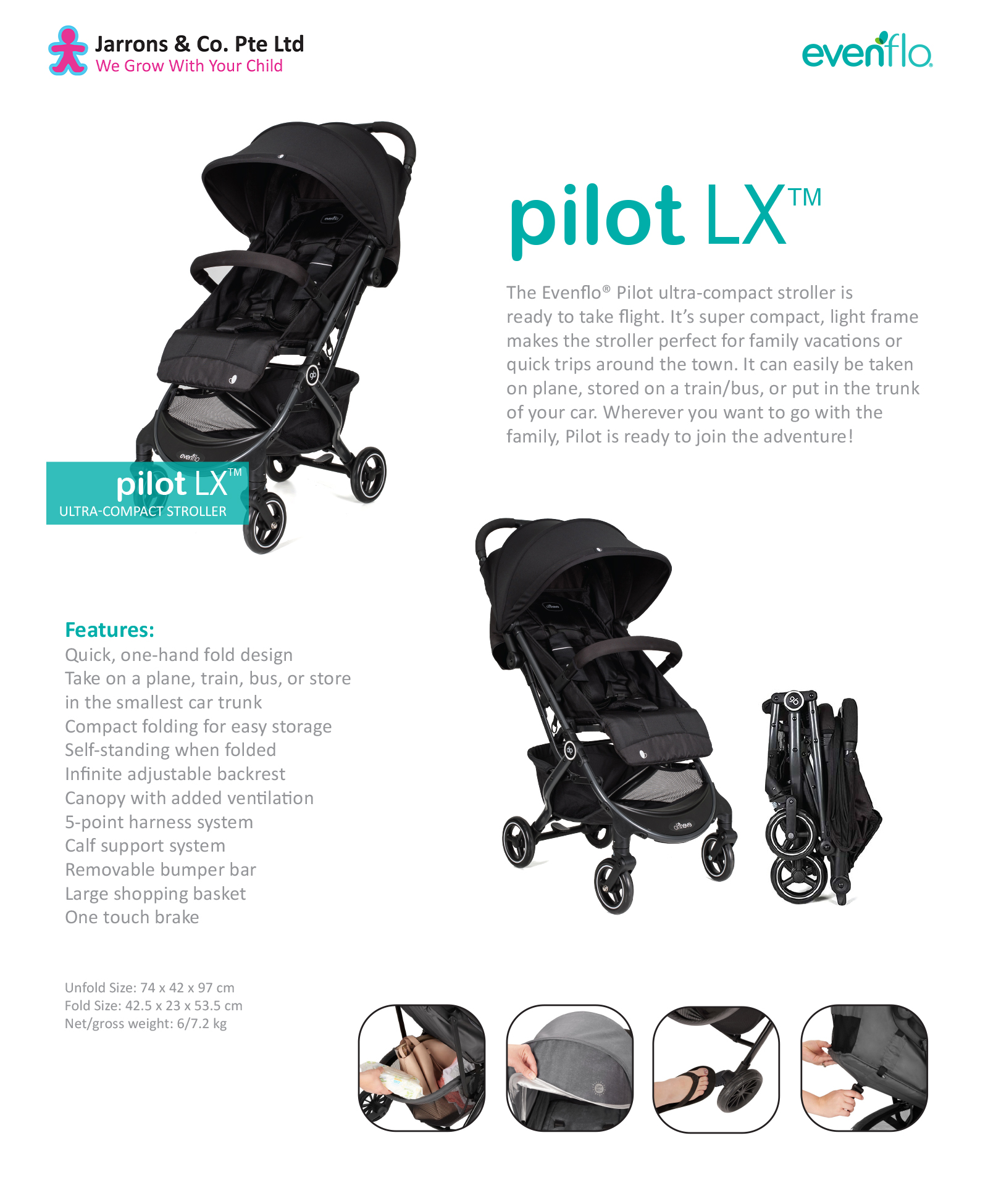 evenflo pilot lightweight stroller