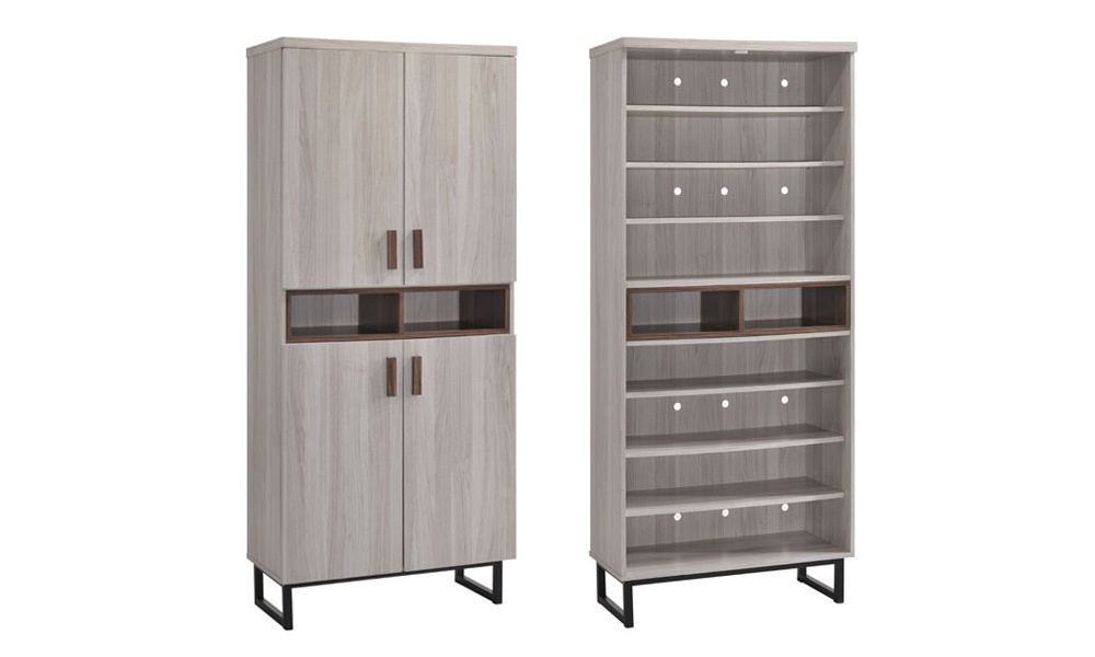 Furniture Amart 4 Door Modern Maple White Tall Shoe Cabinet Rack