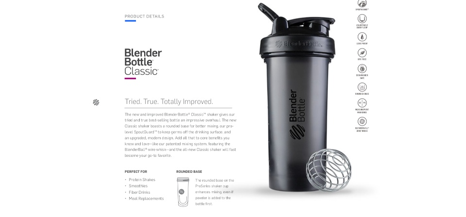 Blender Bottle Classic 28 oz. Gym Humor Shaker with Loop Top - Burpees