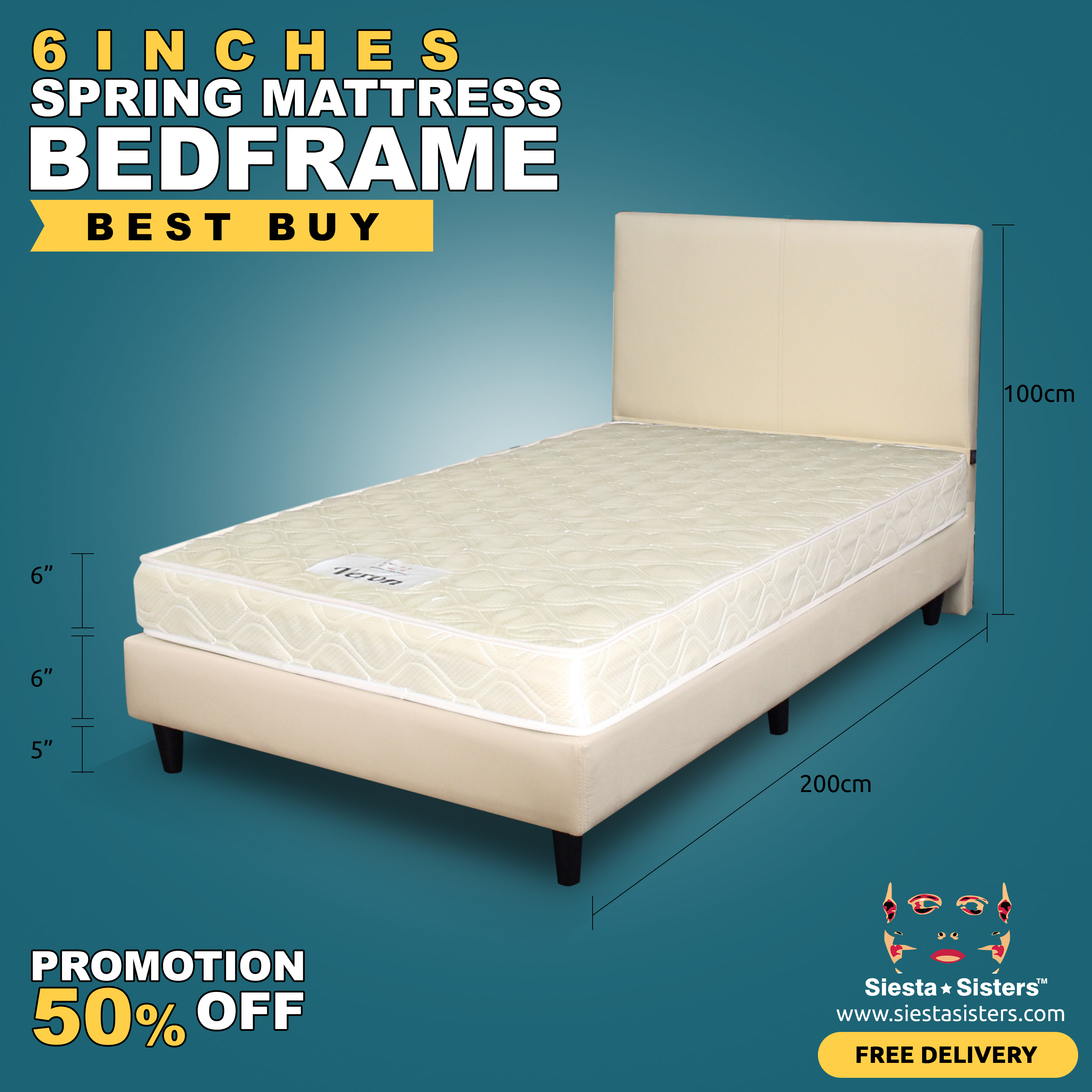 6 Inches Spring Mattress With Divan Bed Frame And Headboard Lazada Details Of 6 Inches Spring Mattress With Divan Bed Frame And Headboard