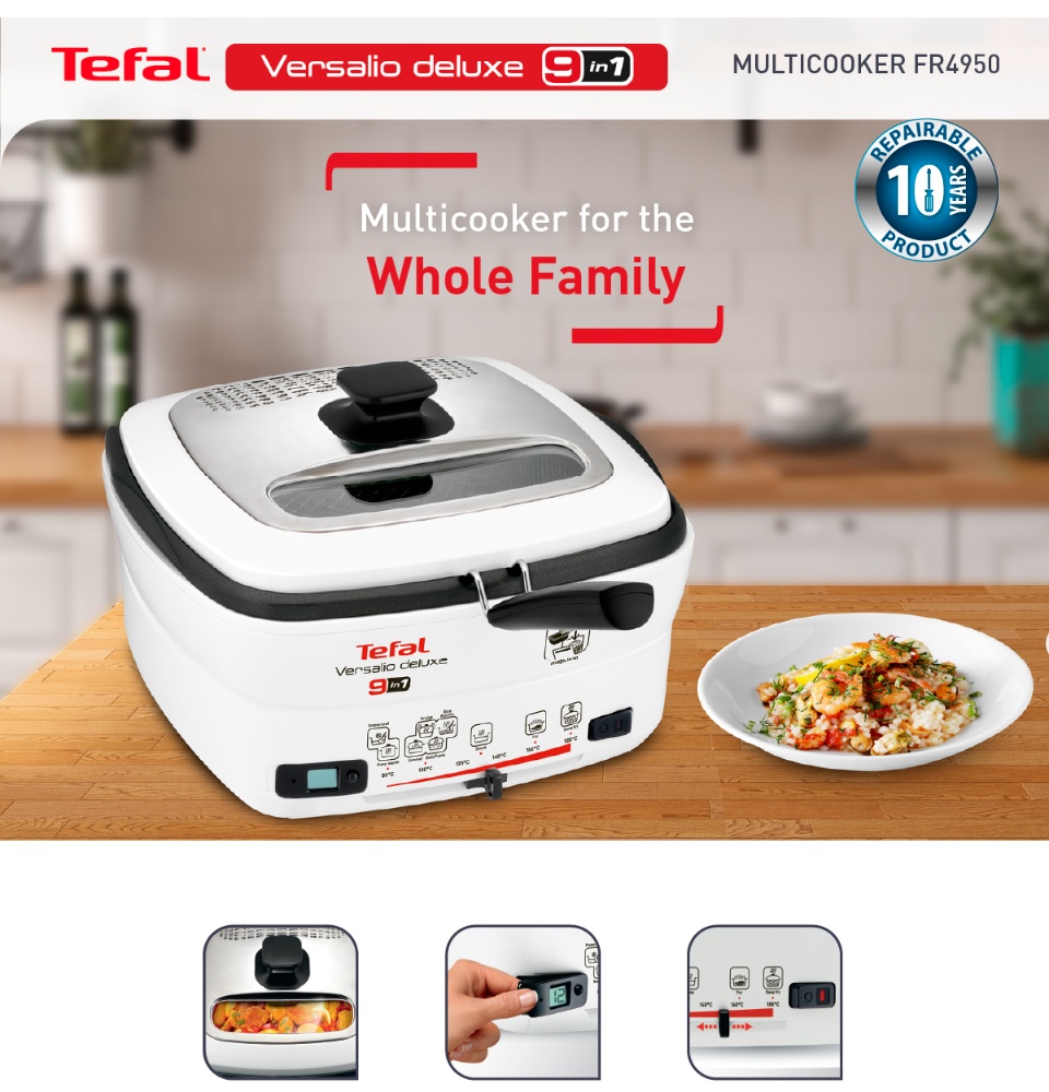 Tefal Versalio Deluxe 9-in-1 Multi-Cooker 1kg Food Capacity FR4950 | Lazada  Singapore