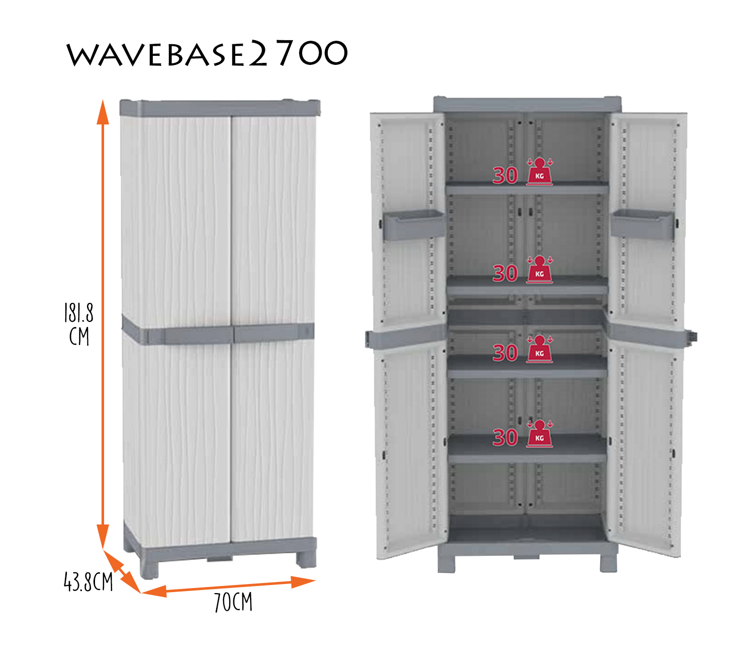 Terry Wavebase Outdoor Indoor Cabinet Cupboard Two Door Storage