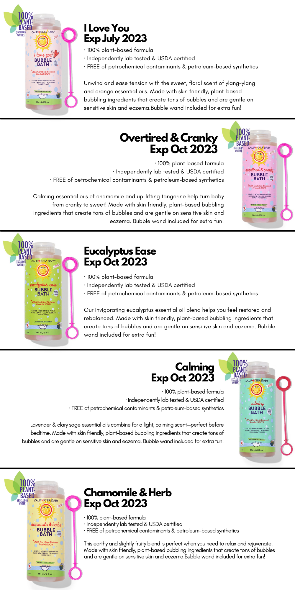 California Baby 13oz Bubble Bath (10 Types) -Baby Product 86e8baa9744539e39a45801fad480599