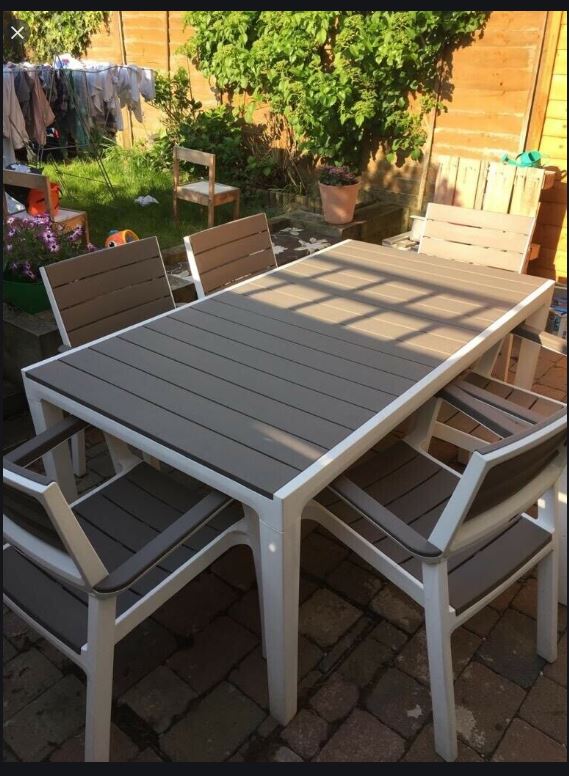 Keter Harmony Indoor Outdoor Patio 7 Piece Dining Set Patio Furniture