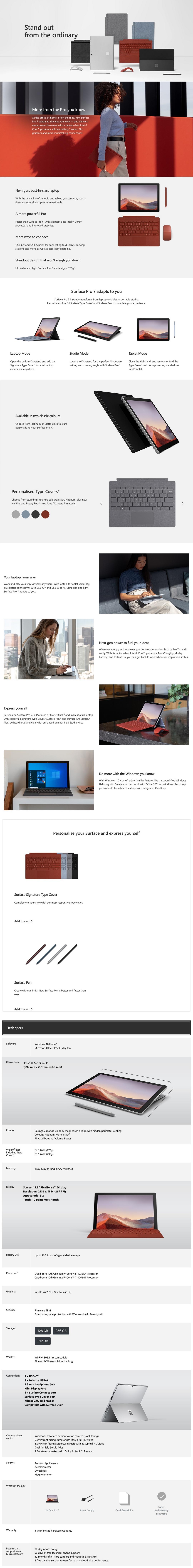 Wfh Sale Microsoft Surface Pro 7 I5 8gb 128gb Platinum Platinum Type Cover Lazada Singapore