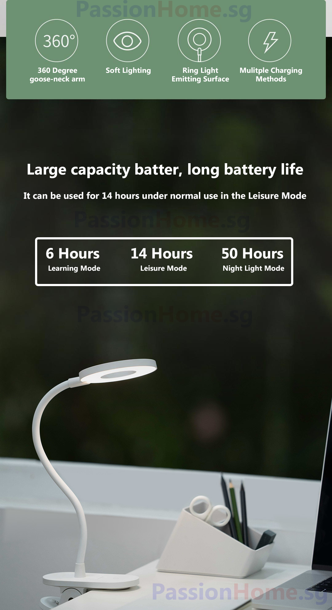 Xiaomi Yeelight Led Rechargeable Table Lamp 2019 Clip On White Desk Clamp Lights 2500mah 5w 200 Lumens Reading Work Lighting Study Night Usb 180