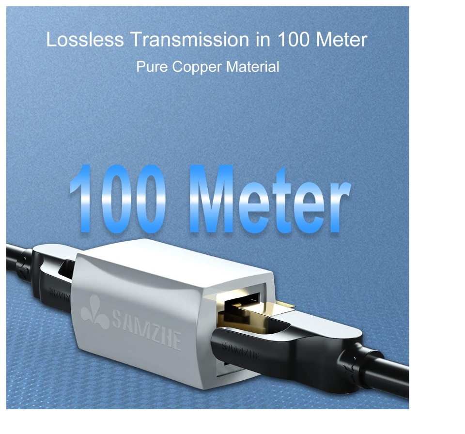 Samzhe RJ45 Coupler Female-to-Female Cat7/Cat6 3 <UL> <LI>USAGE: Ugreen RJ45 Coupler extender is ideal for extending ethernet connection by connecting 2 short network cables together.</LI> <LI>FAST SPEED To 10 GIGABITE: The RJ45 connector can speed up to 10 gigabite for connecting Cat7/Cat6 ethernet cable.</LI> <LI>SAFE And SECURE: With nickel plated contacts and easy snap-in retaining clip, the coupler ensure a secure and corrosion free connection.</LI> <LI>COMPATIBILITY: This 8P8C female to female Ethernet coupler jack is compatible with Cat7, Cat6 Cat5e, Cat5 network.</LI> <LI>HIGH PERFORMANCE: RJ45 inline jack coupler meets Category 6 performance in compliance with the TIA/EIA 568-C.2 standard. It is RoHS compliant.</LI> </UL>