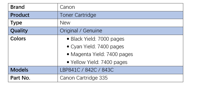 Canon Cartridge 335 Black Toner Cartridge For Use In Imageclass Lbp841c 842c 843c Lazada Singapore