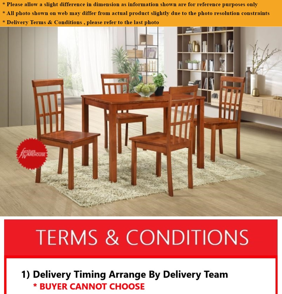 Solid Wood Wooden Dining Set Dining Table 4 Dining Chair Lazada Singapore
