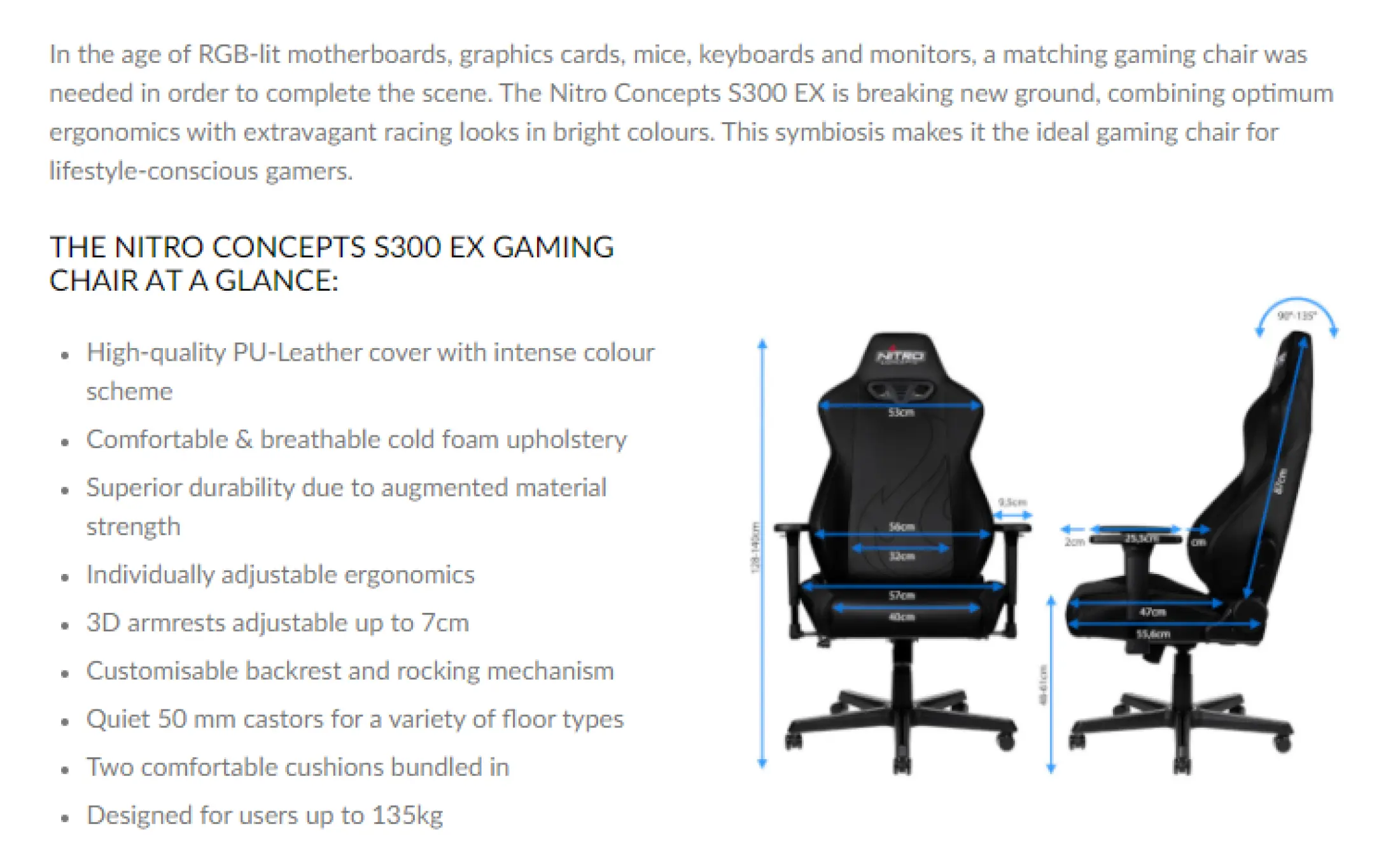 Nitro Concepts S300 Ex Gaming Chair Pu Leather Available In 4 Colors Lazada Singapore