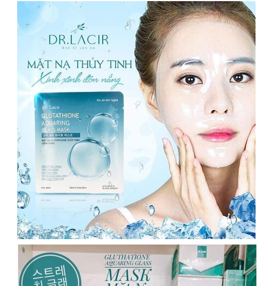 glutathione aquaring glass mask Mt N Thy Tinh Cng Bng Dr.Lacir - 6 Ming As the mask sheet transitions from light yellow to translucent HAPA KRISTIN Glutathione Hydrogel Face