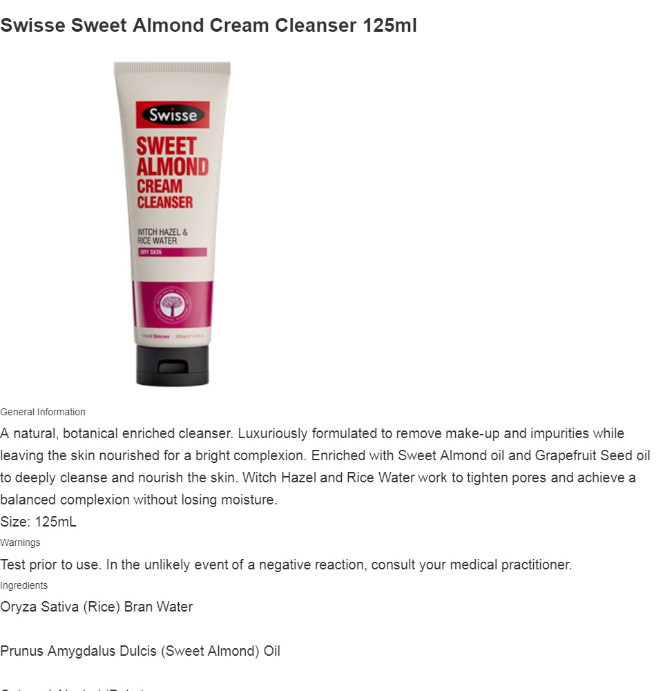 swisse cream cleanser