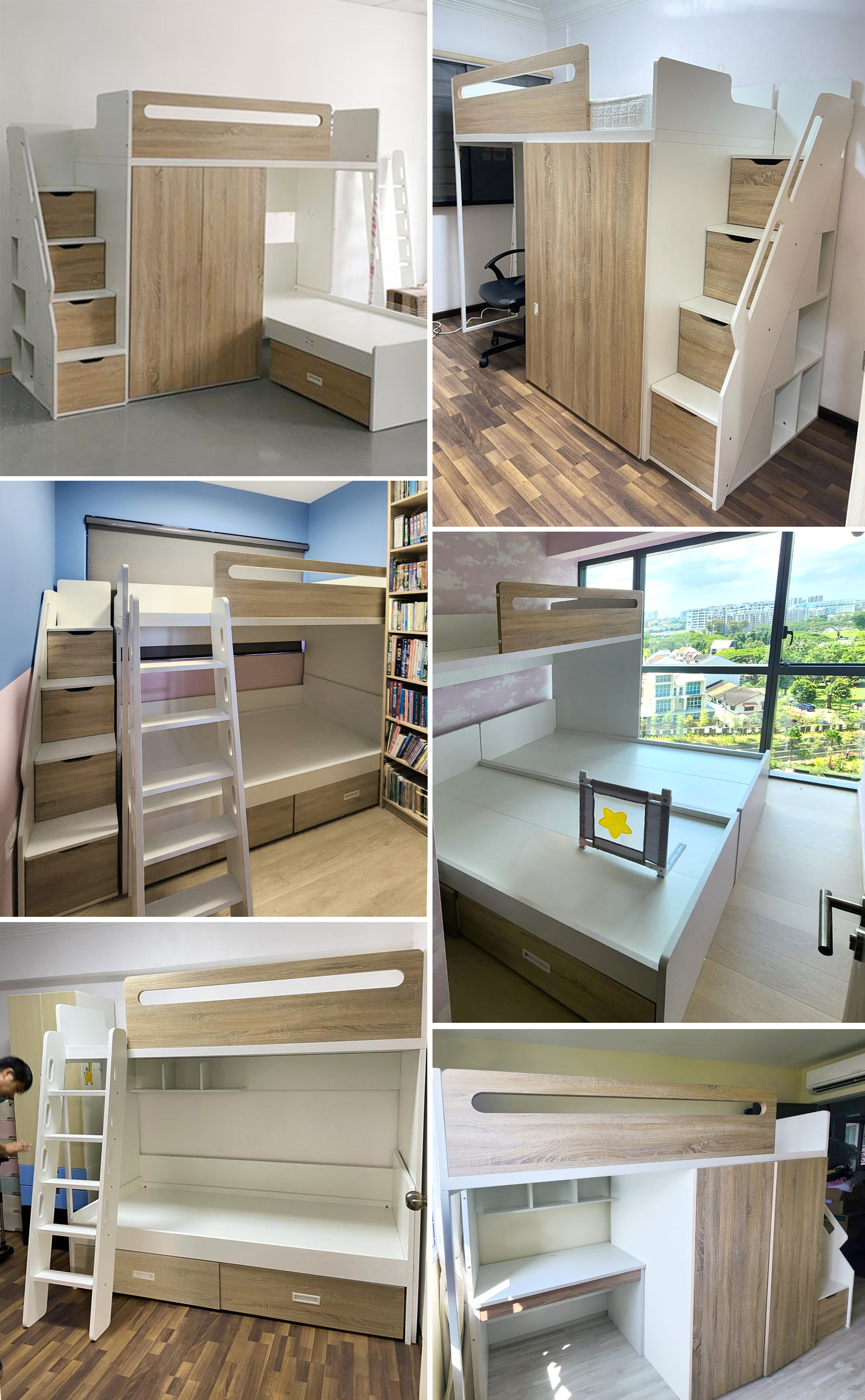 [SG Seller] เตียงสองชั้น | เตียงสองชั้นแบบโมดูลาร์ | เตียงสองชั้นสำหรับเด็ก | เตียงสองชั้นสำหรับเด็ก | Trendy Space