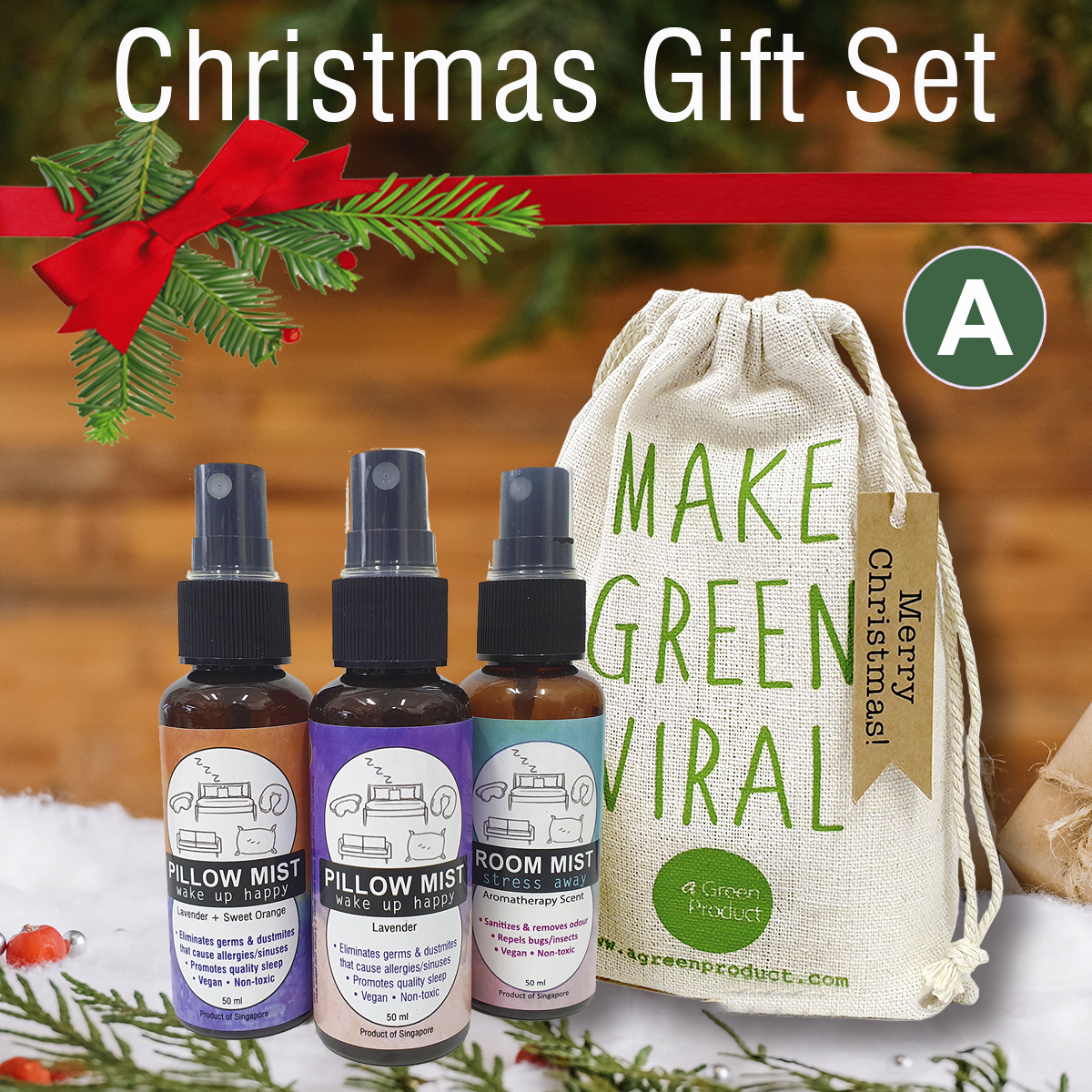 Christmas Gift Pack Natural Lavender Pillow Mist Room Spray