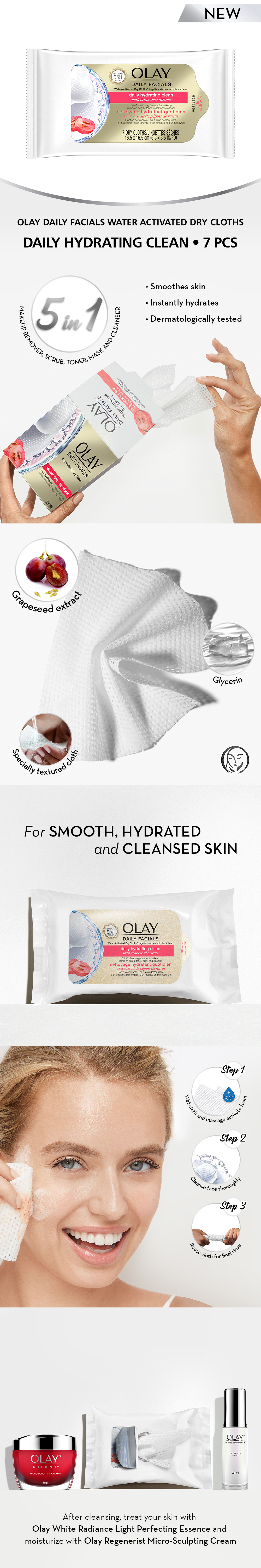 water activated facial cleansing cloths