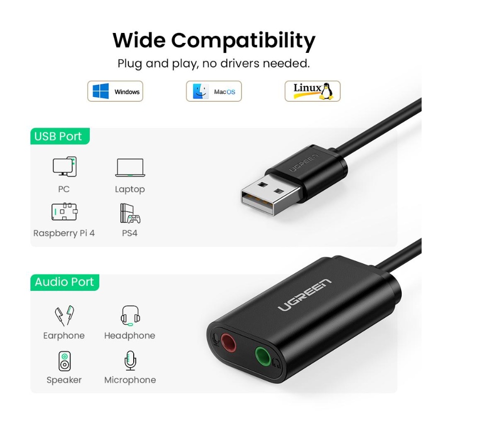 Ugreen USB External Sound Card 3.5mm Jack 3 <article class="lzd-article" style="white-space: break-spaces;"> <p style="line-height: 1.7; text-align: left; text-indent: 0; margin-left: 0; margin-top: 0; margin-bottom: 0;">Choose the black colour if Mic & Headphone are using different cable (TRS)</p> If Mic & Headphone are using the same cable (TRRS) choose White 2 in 1 </article>