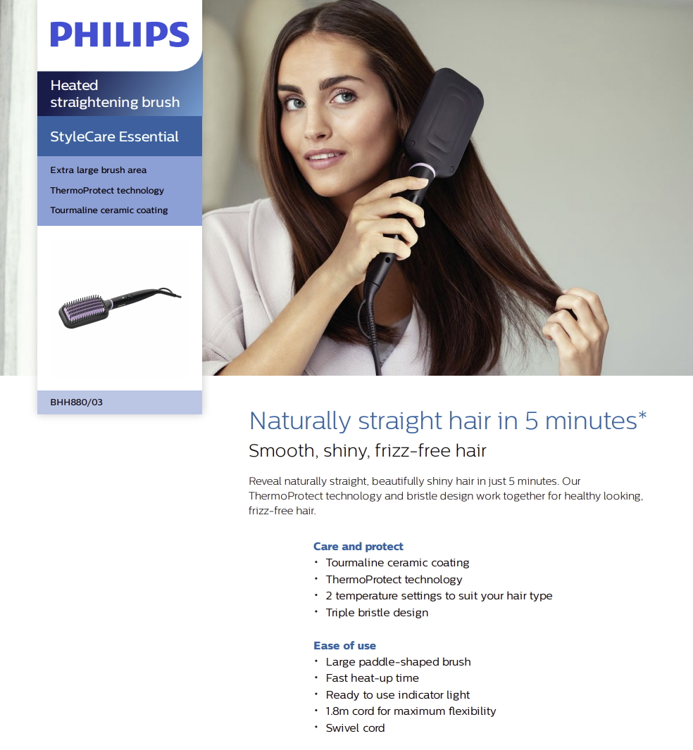 philips stylecare essential heated straightening brush