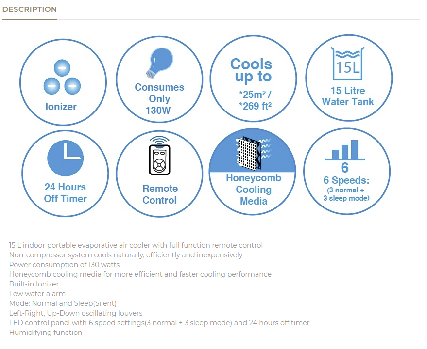 mistral full function evaporative cooler