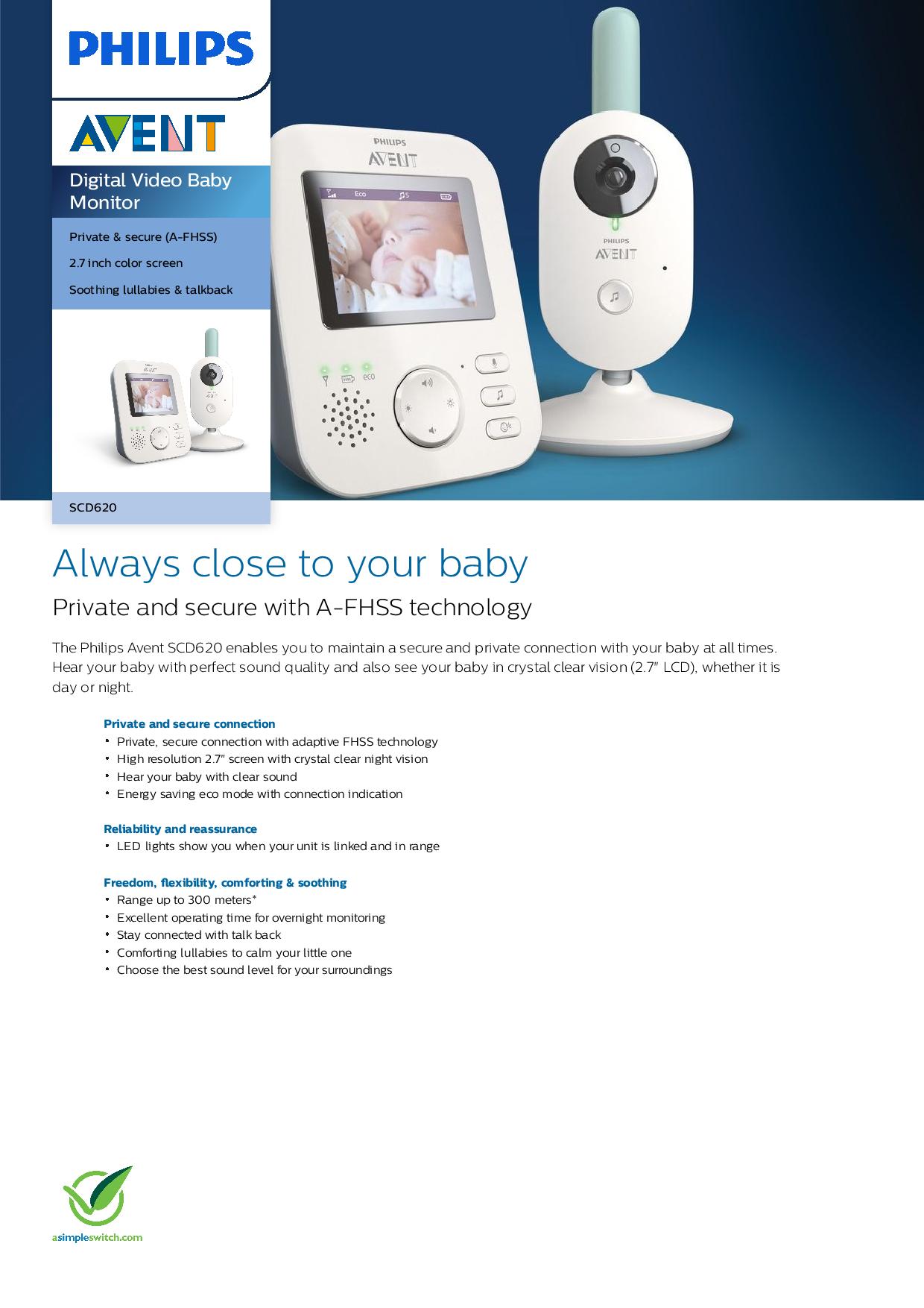philips avent digital video baby monitor scd620
