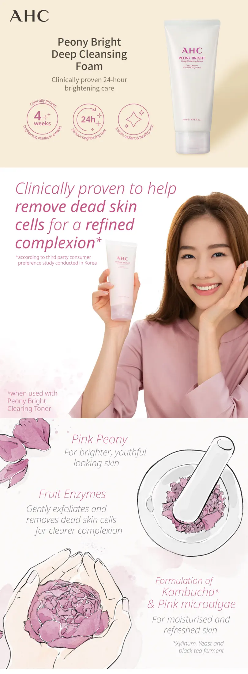 ahc peony bright deep cleansing foam