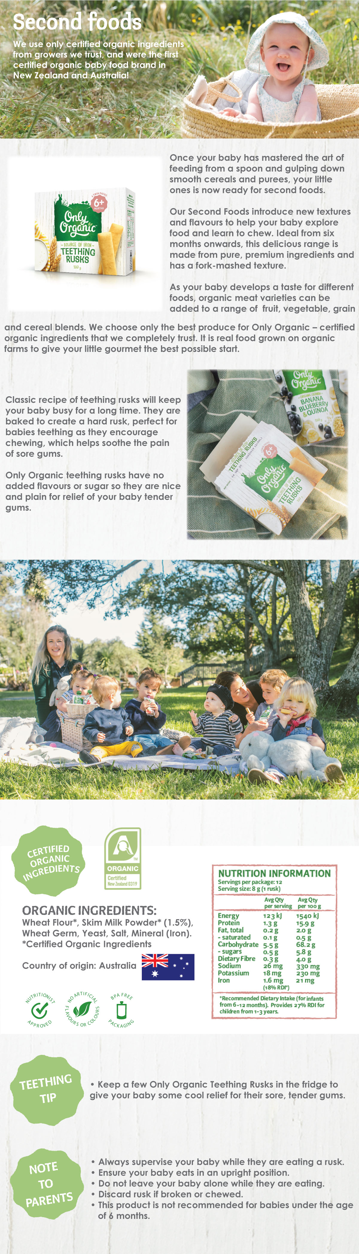 only organic baby teething rusks 100g