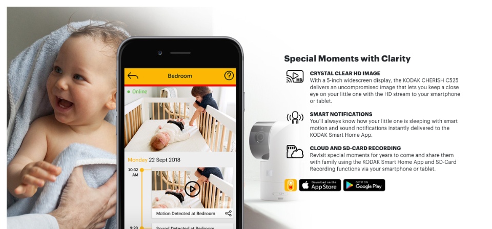 kodak cherish c225 smart video baby monitor