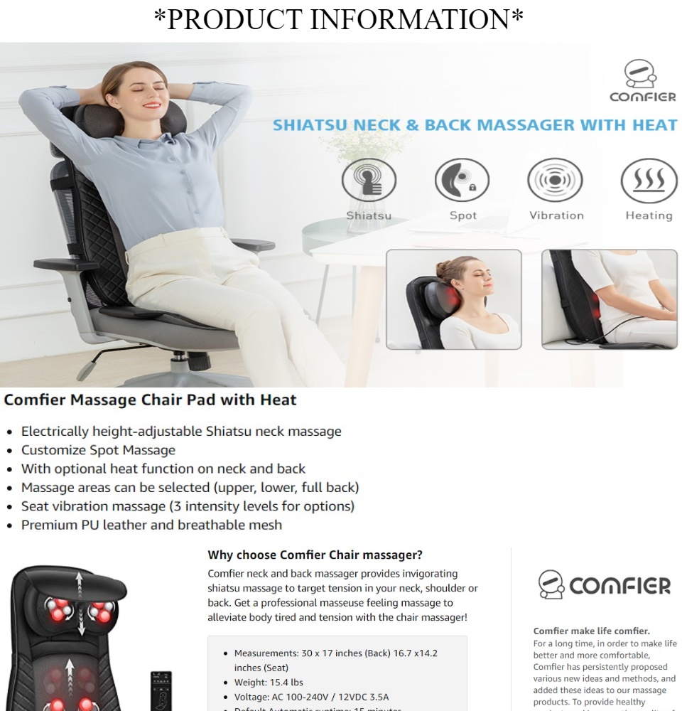 Comfier Adjustable Air Compress & Shiatsu Neck & Back Massager
