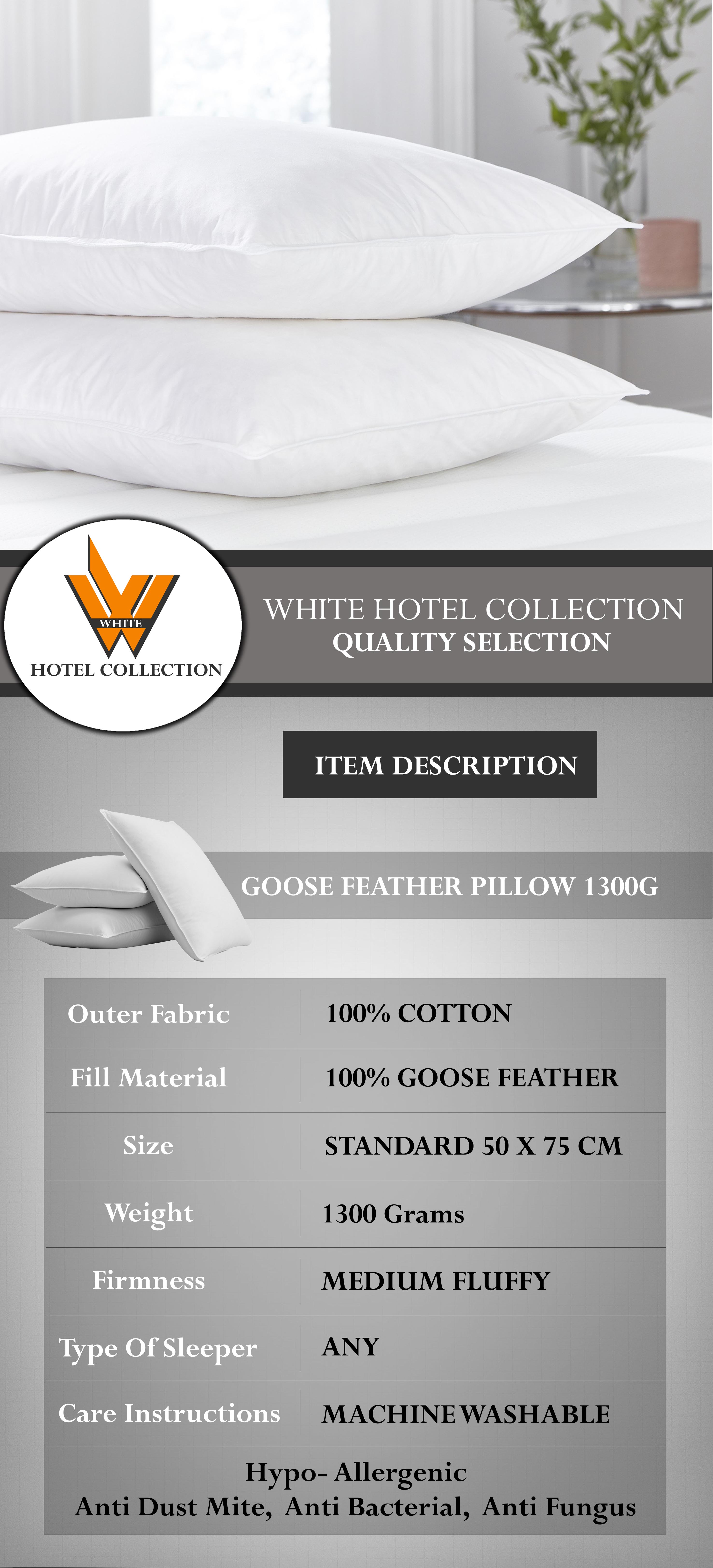 Hotel Goose Feather Pillow 1300g Free Pillow Protector Lazada