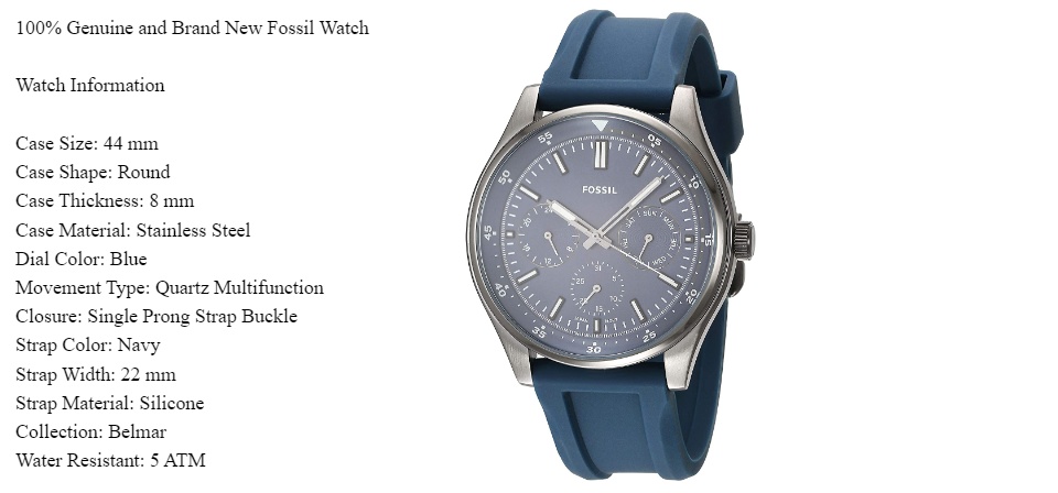 Fossil FS5577 Belmar Multifunction Navy 