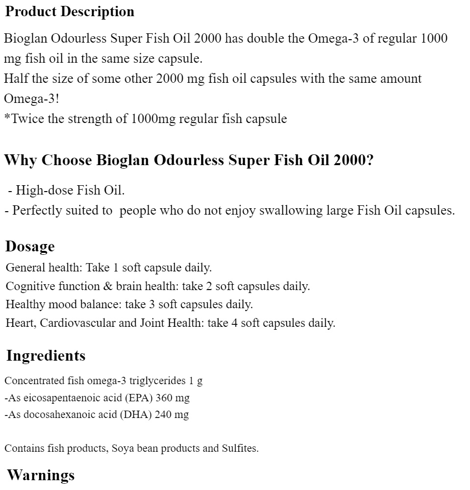 Bioglan Super Odourless Fish Oil 00mg 0 Capsules For Heart And Joint Health Lazada Singapore