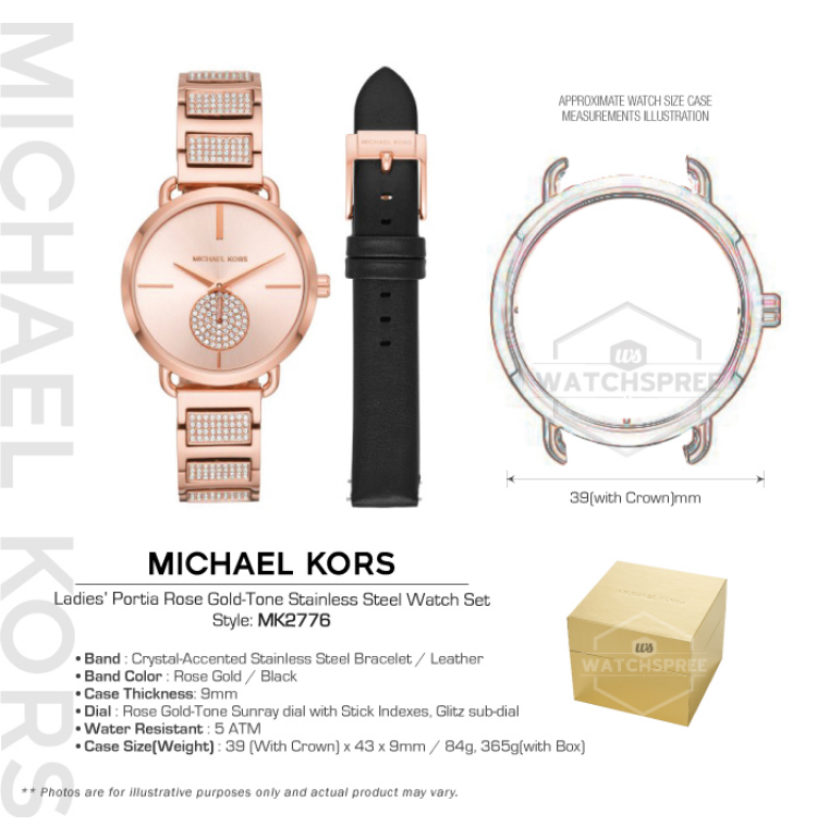 Michael Kors MK2776 Portia Rose GoldTone Watch Set 36mm
