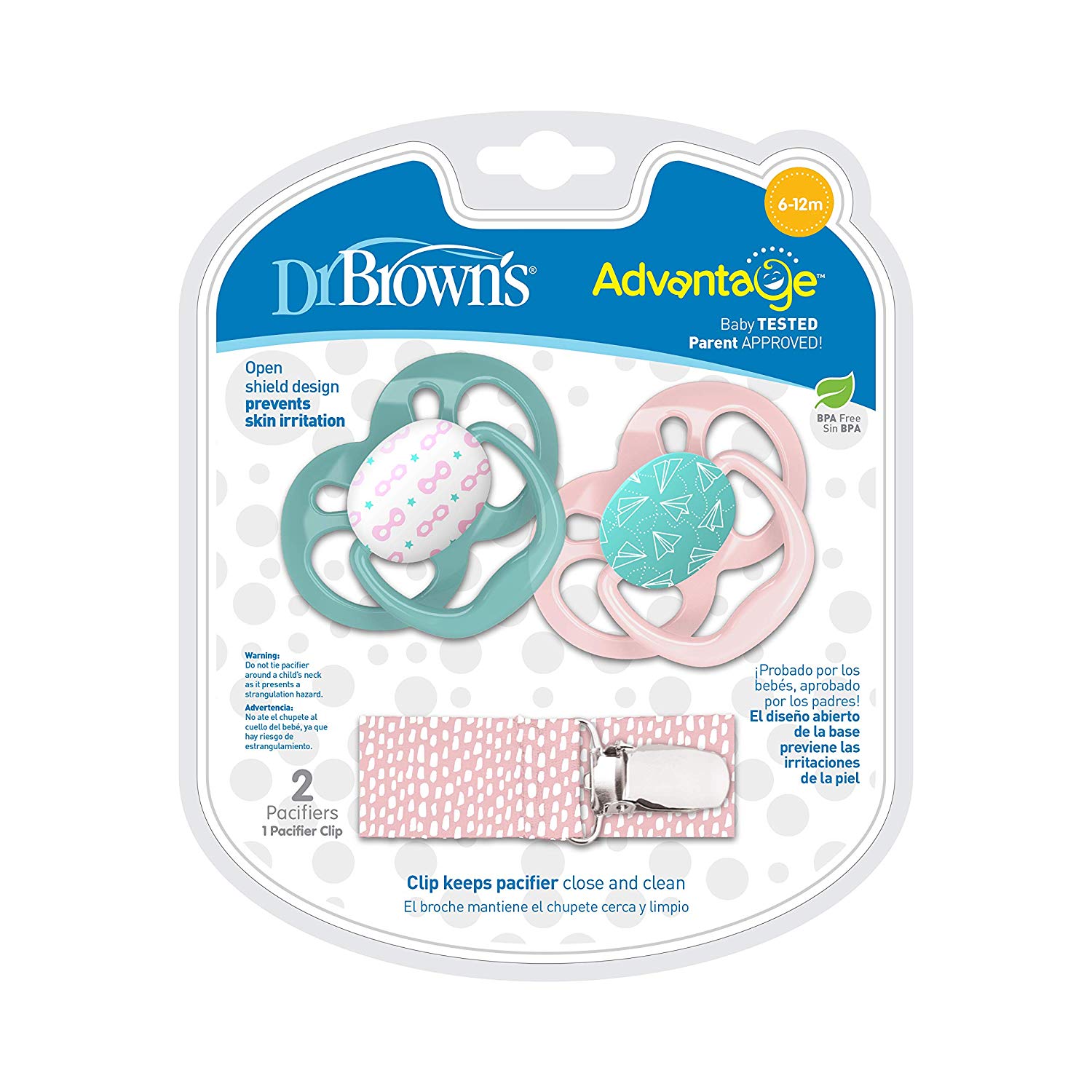 Dr.Brown’s Advantage Pacifier With Clip (6-12M) - Pink -Baby Product c2e401b26d72fd2cdbcde44b467f3870