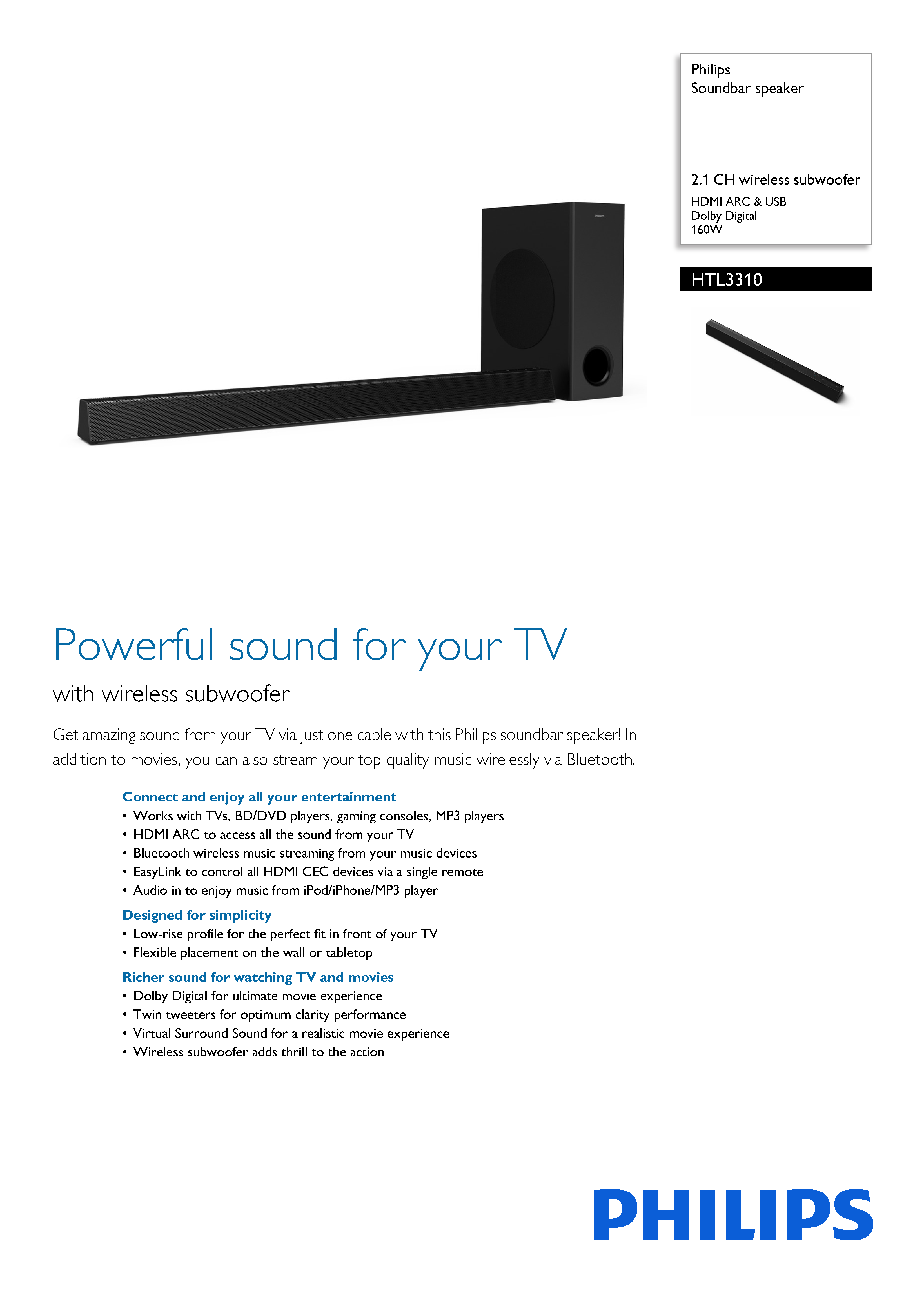 philips soundbar hdmi arc