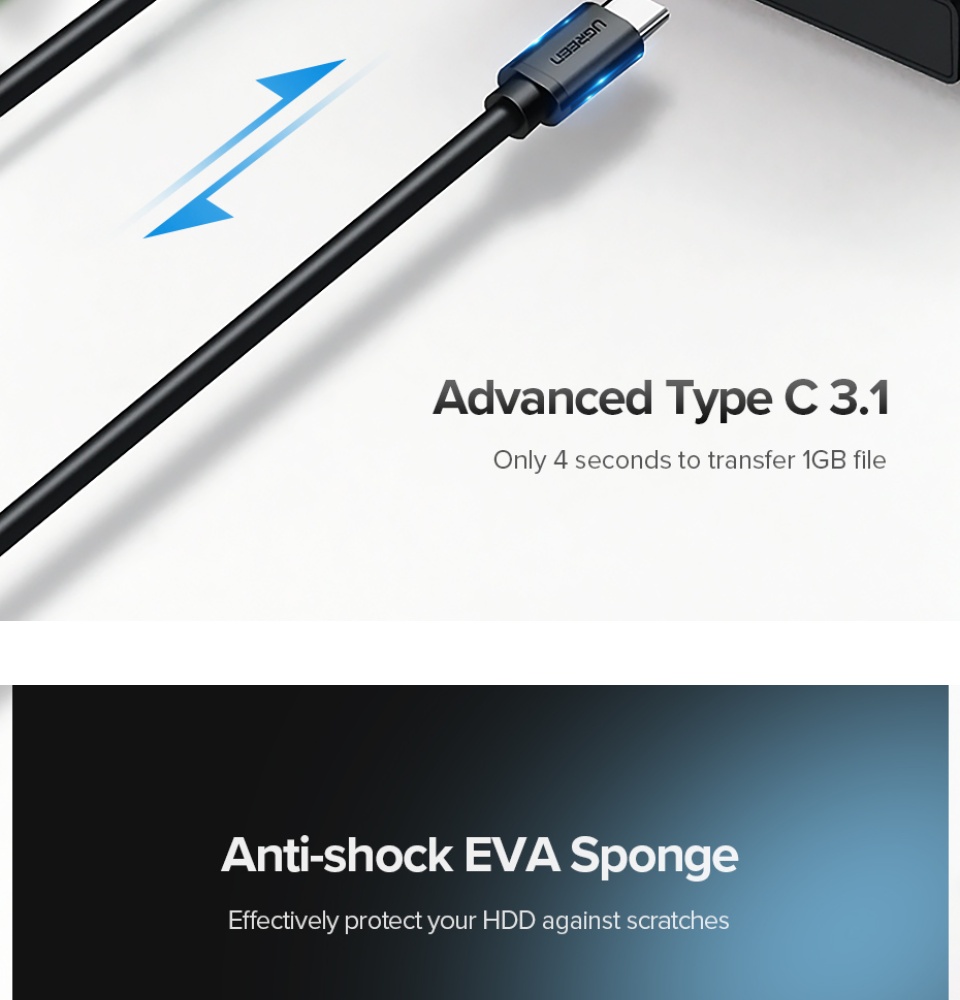 Ugreen 2.5-inch Hard Drive Enclosure USB 3.0 3 <article class="lzd-article" style="white-space: break-spaces;"> <p style="line-height: 1.7; text-align: left; text-indent: 0; margin-left: 0; margin-top: 0; margin-bottom: 0;">2 Models in this listing</p> <ul> <li style="line-height: 1.7; text-align: left; text-indent: 0px;">Fixed Wire: USB3.0 , non-detachable wire.</li> <li style="line-height: 1.7; text-align: left; text-indent: 0px;">Type C: Type C port enclosure, comes with USB3.0 to Type C cable.</li> </ul> </article>