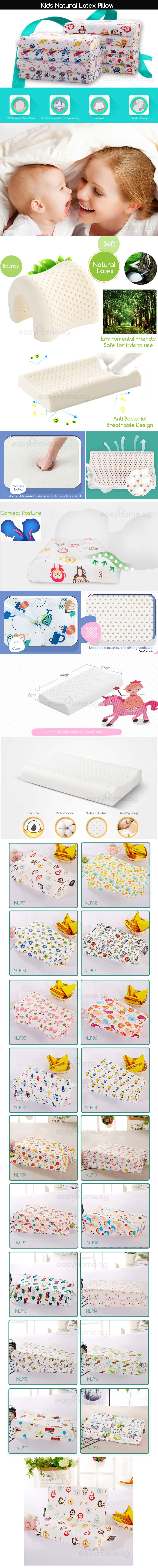 Kids Natural Latex Pillow Or Casing Posture Correction Safe
