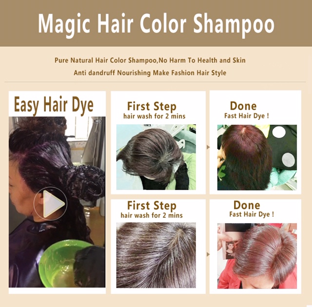 Free Gift Mokeru Light Brown Hair Dye Shampoo For Men Women 500ml