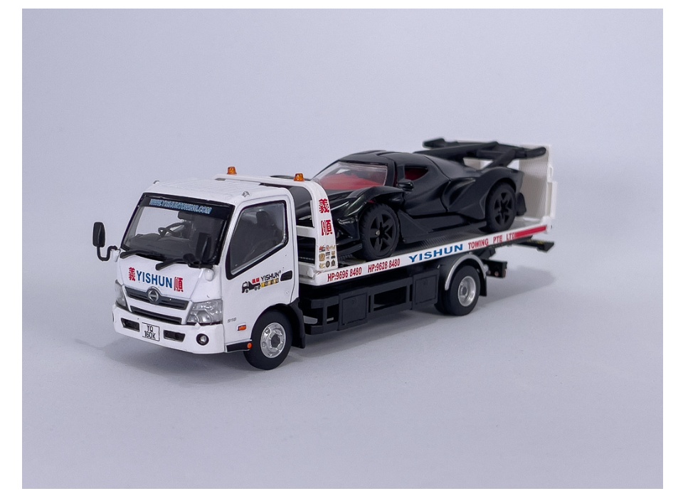 Tiny SG Yishun Flatbed/Wheel Lift Tow Truck 1/64 N 1/76 Hino 300 