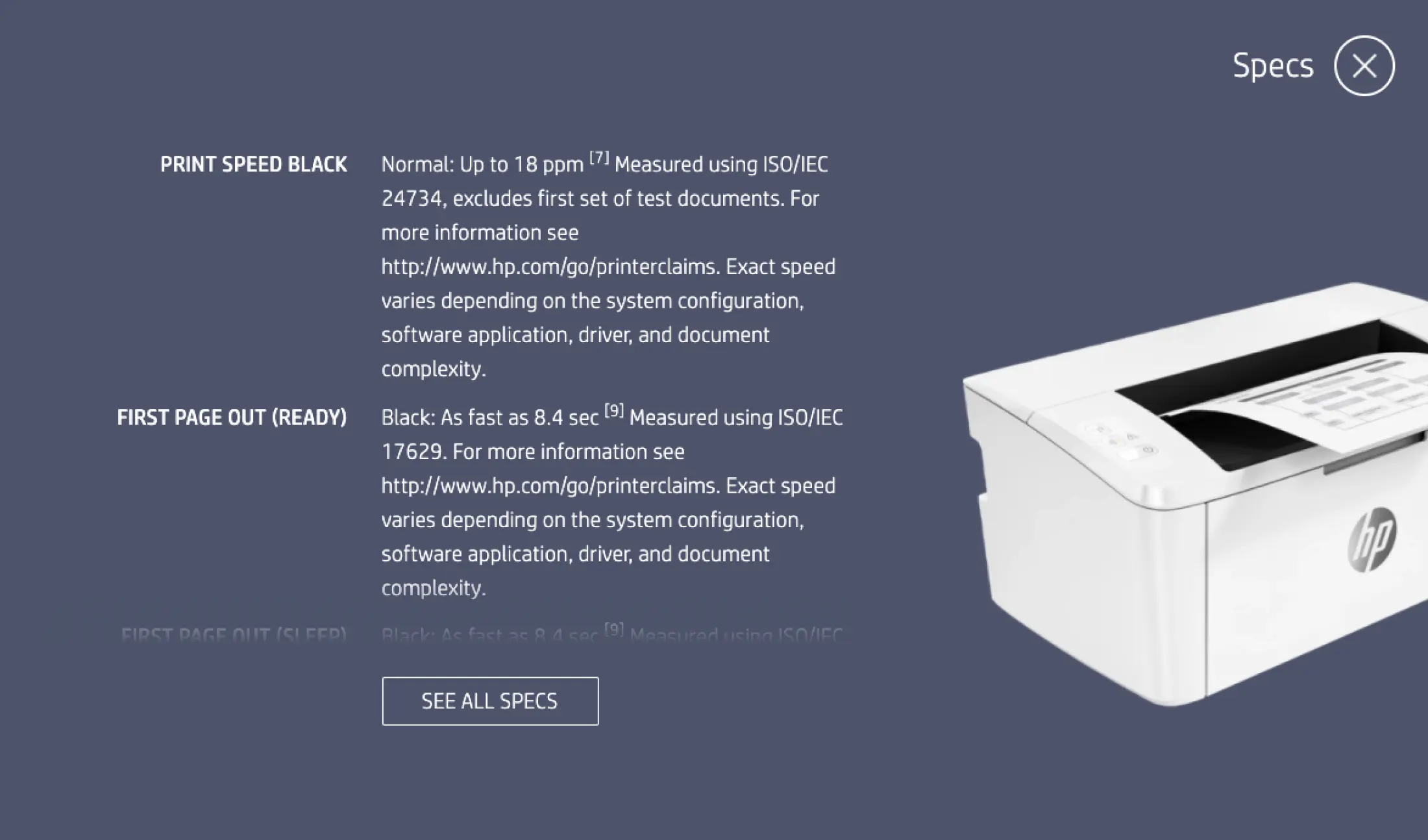 hp m15w printer specification