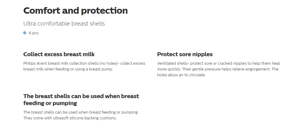 Philips Avent Comfort Breast Shell Set 6pcs Lazada Singapore