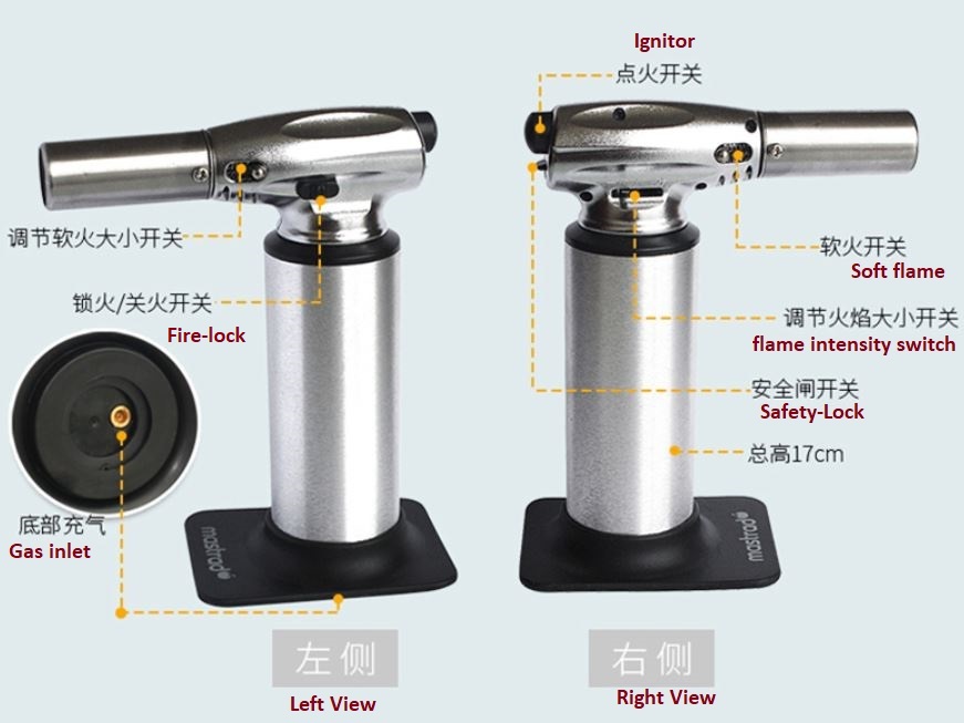 Mastrad Pro Kitchen Burning Cooking Burner Blow Torch Refillable