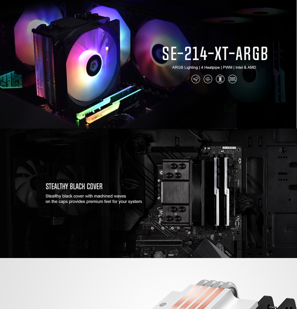 ID-COOLING SE-214-XT ARGB CPU Cooler 4 Heatpipes CPU Air Cooler