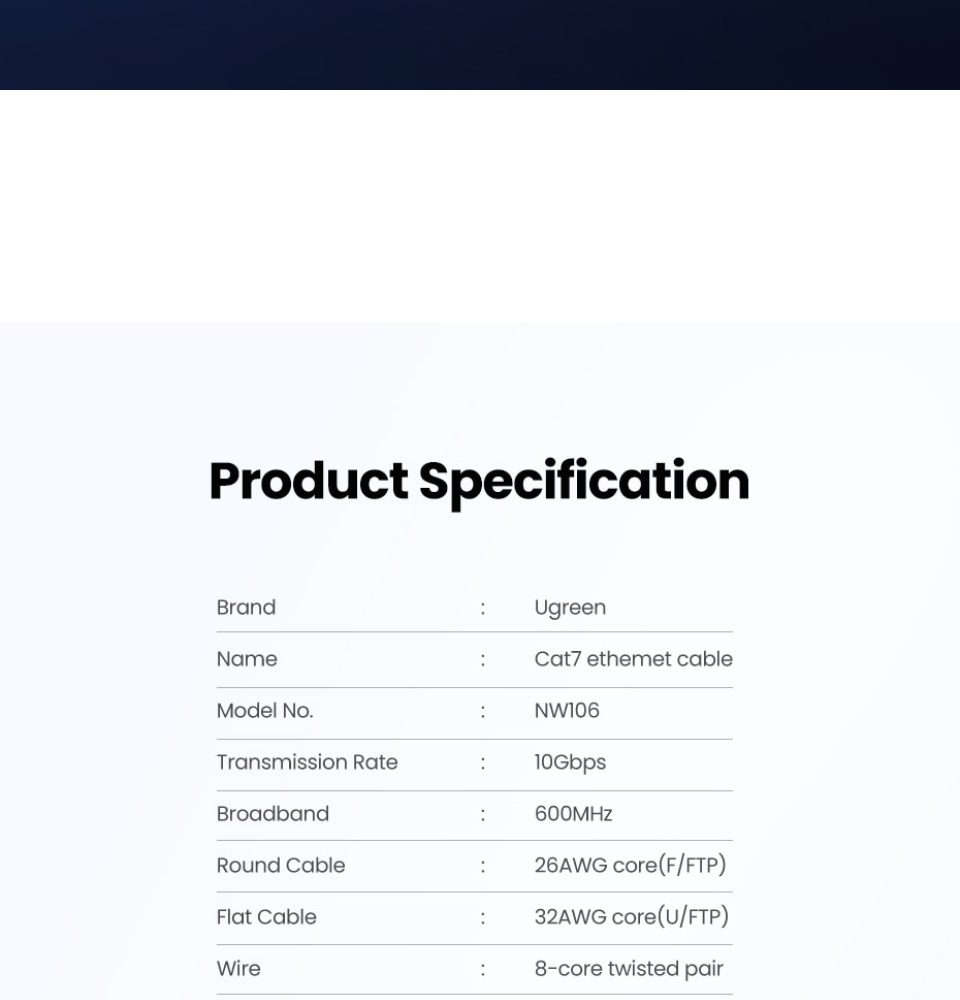 Ugreen Flat Ethernet Cable Cat6/Cat7 16 Fast local delivery Quality product