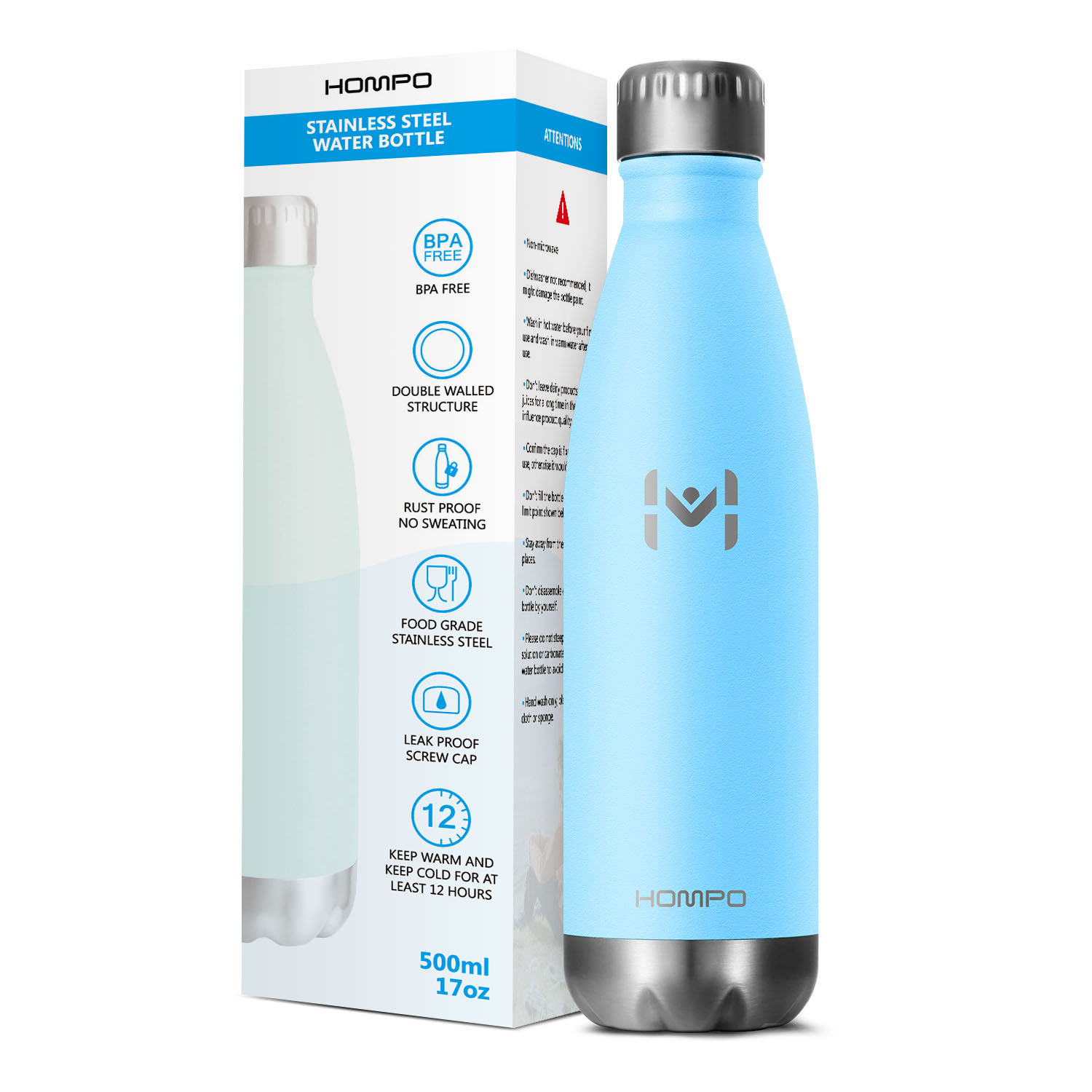 Keeps Hot 18 Hours /& Cold 24 Hours BPA Free Reusable Leakproof Super and Social Sweatproof Double Walled Stainless-Steel Vacuum Insulated Water Bottle//Thermos Flask