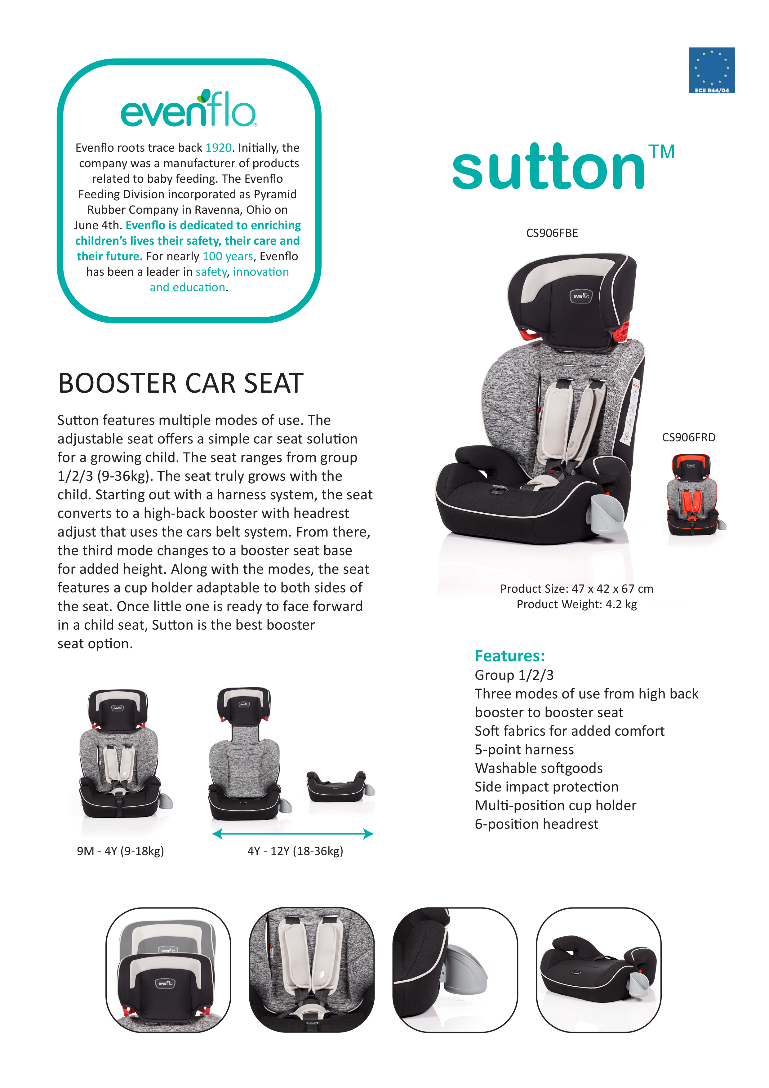 evenflo sutton harnessed booster