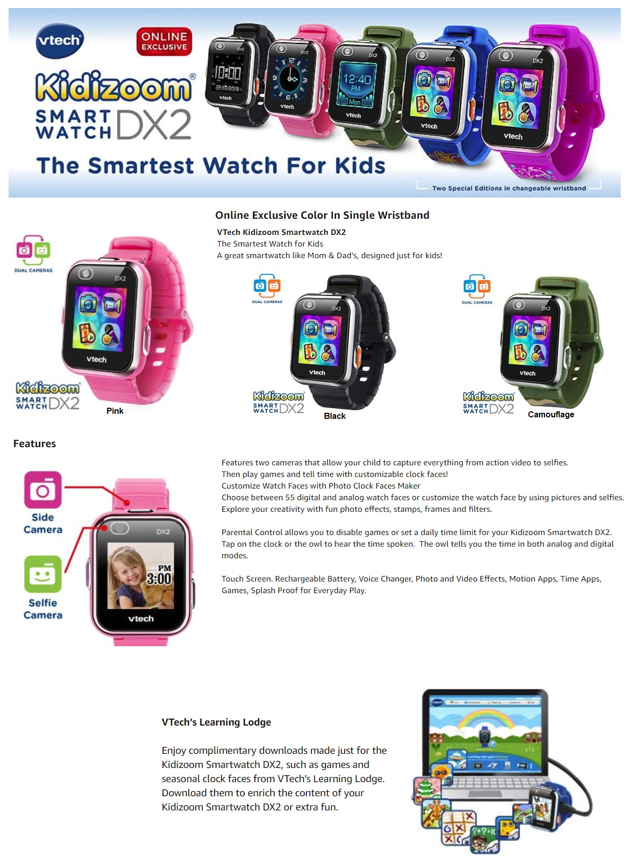 vtech kidizoom smartwatch dx2 pink