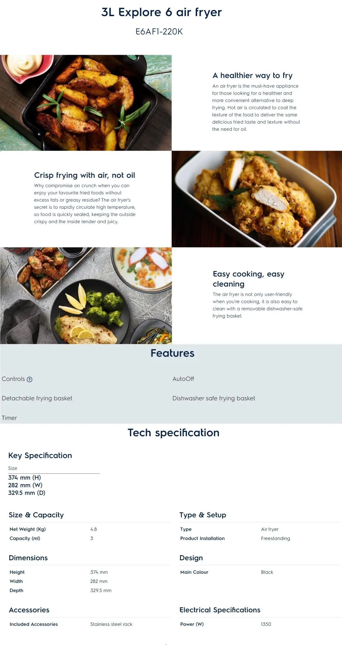 Electrolux E6af1 220k 3l Explore 6 Air Fryer Lazada Singapore