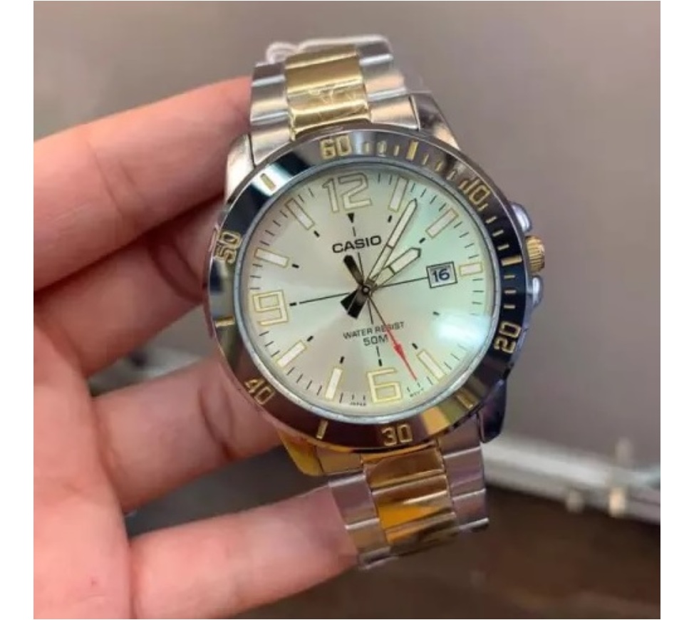 Original] Casio MTP-VD01SG-9B Enticer Series Two-tone Standard Analog Men  Watch
